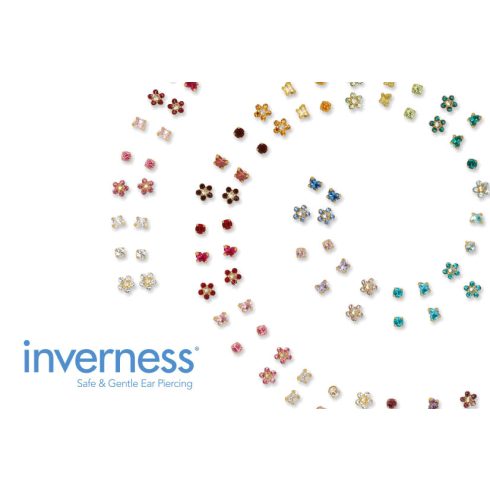 Inverness - 3mm, Karmos Kristály, Aranyozott, Április, 1pár