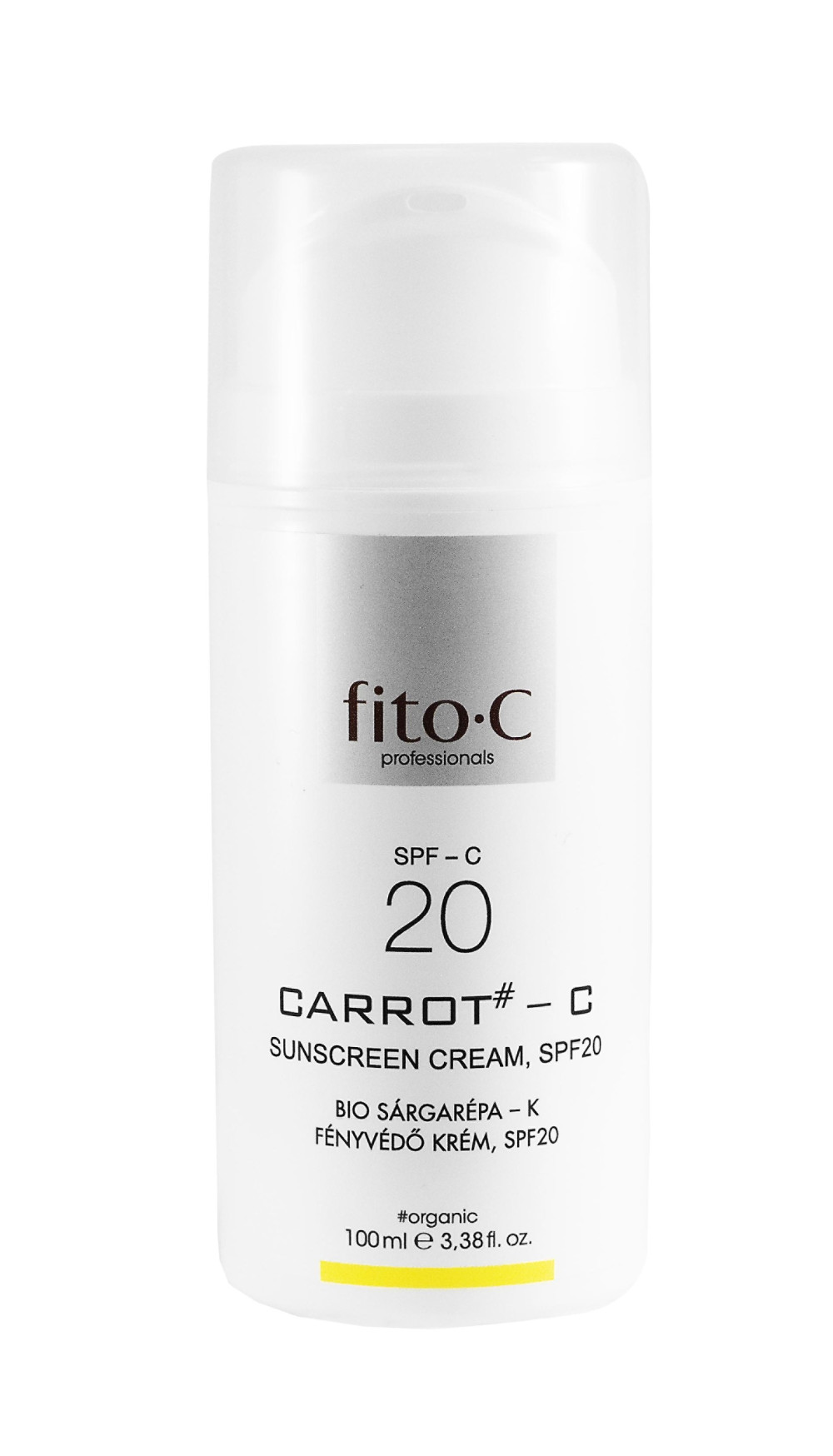 fito.C - Carrot - C Sunscreen Cream, SPF20 - Bio Sárgarépa - K Fényvédő Krém, SPF20, 100ml - kémiai fényszűrőkkel